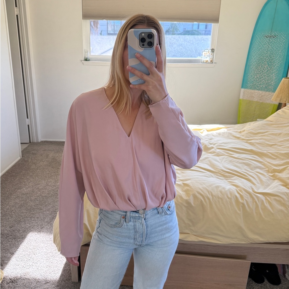 Express Soft Pink V-Neck Blouse